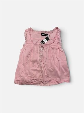 RD Style Pink Lace-Trim Tank Top